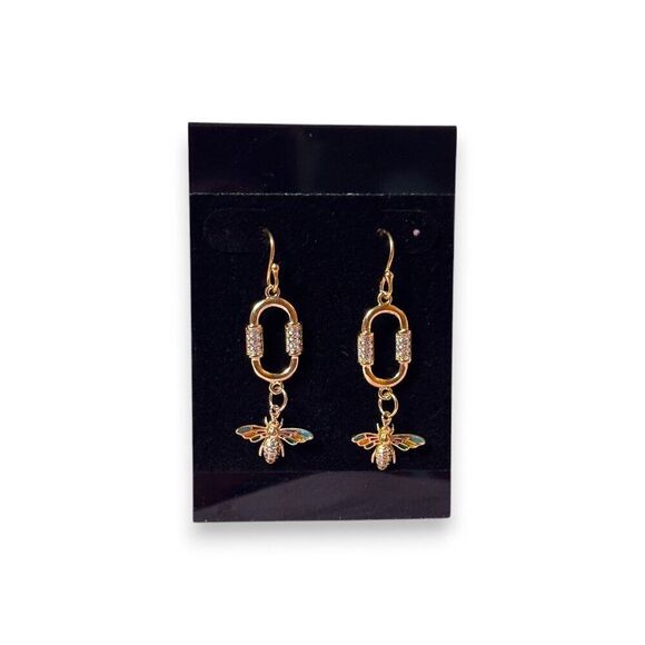 Gold Filled Paper Clip Bee Earrings Gold Filled Ear Wires - Picture 8 of 8